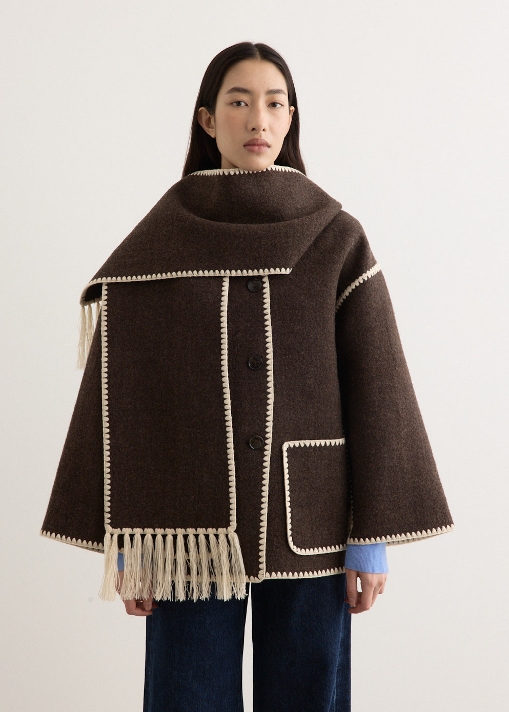 Embroidered Scarf Jacket