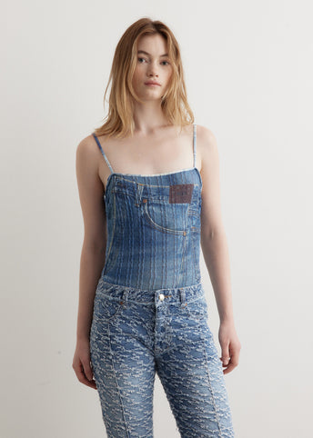 Denim Printed Knit Bodysuit