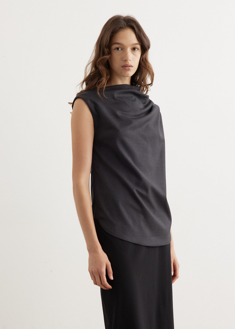 Draped Sleeveless Blouse