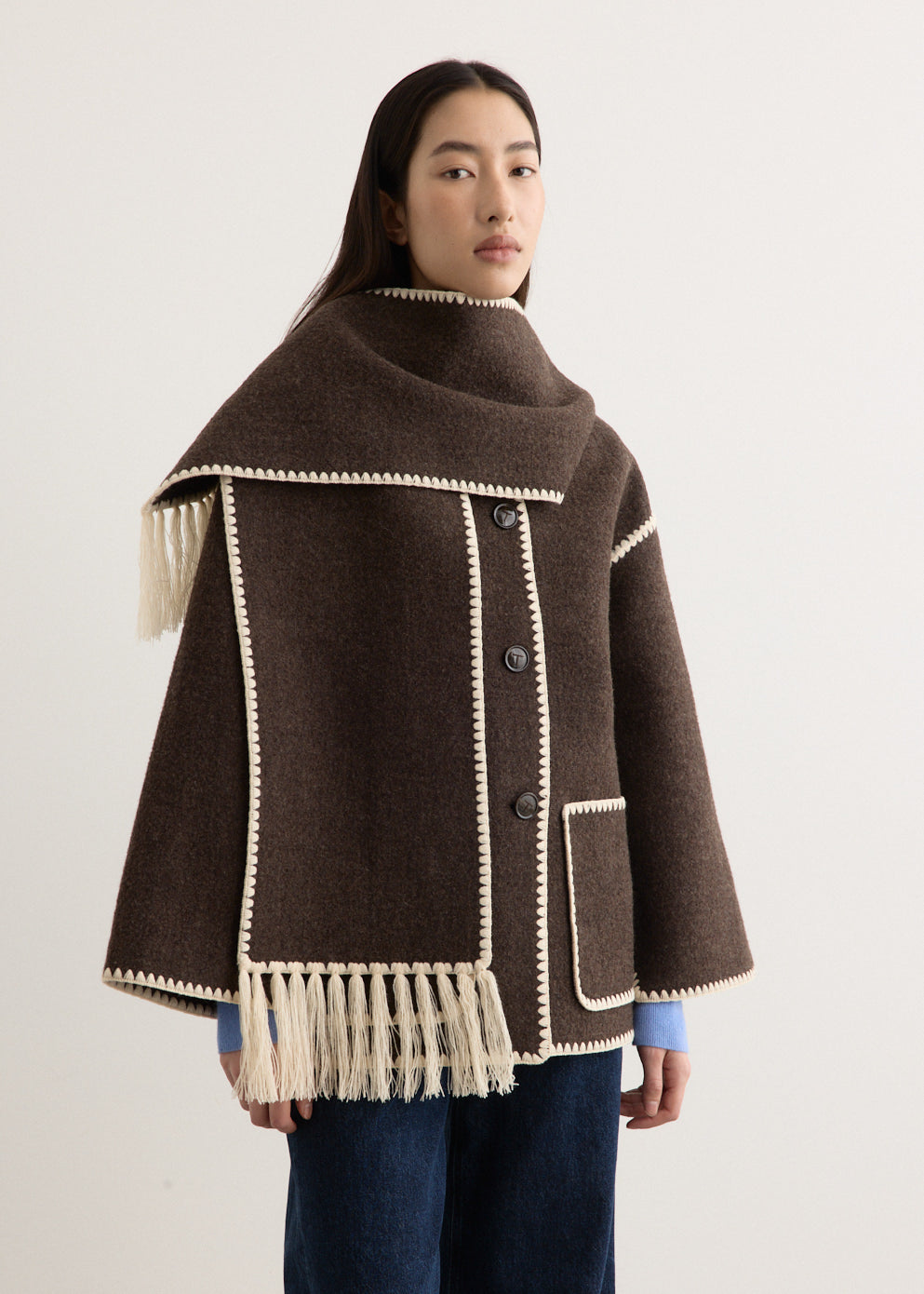 Embroidered Scarf Jacket