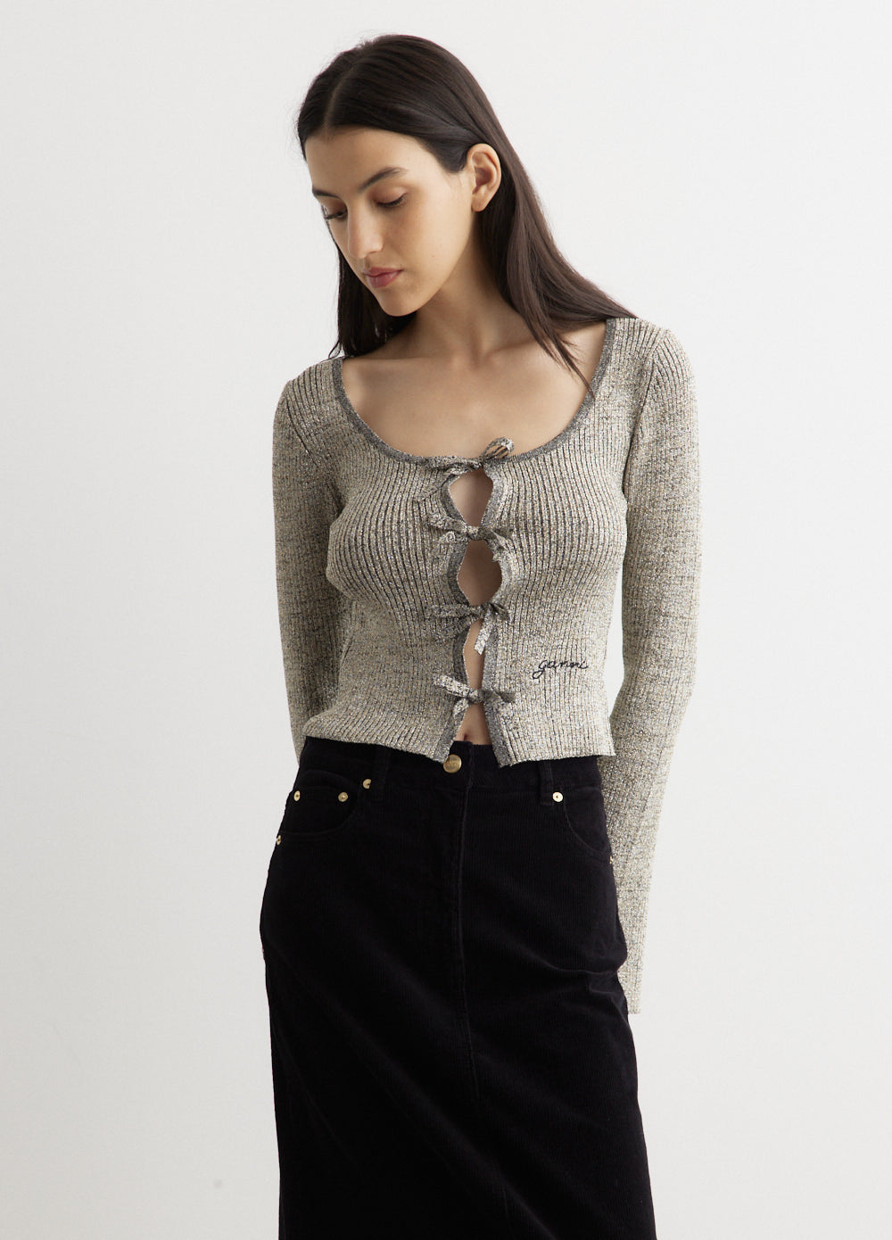 GANNI　Light Sparkle Rib Blouse LIGHT SPARKLE RIB BLOUSE / MULTI | WOMEN | GR8