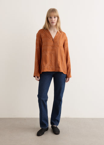 Monogram Silk Pj Top