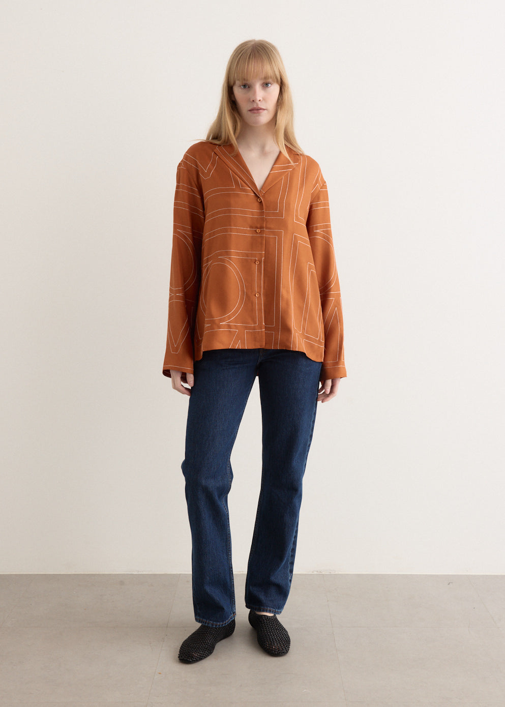 Monogram Silk Pj Top