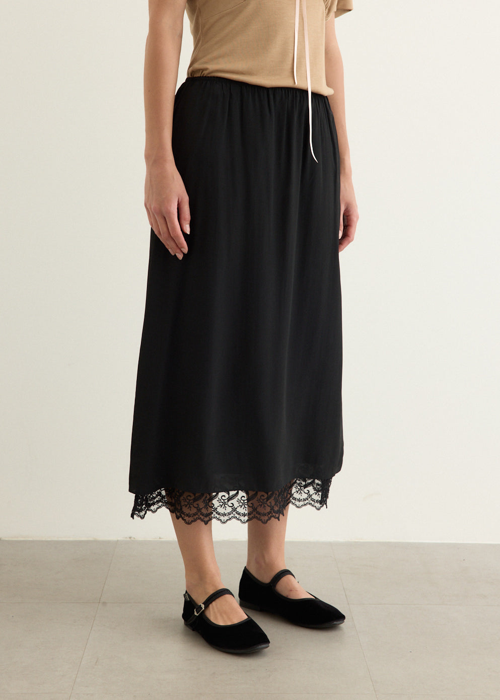 Lace Trim Negligee Skirt