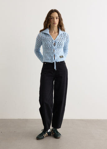 Cotton Mix Tie String Cardigan