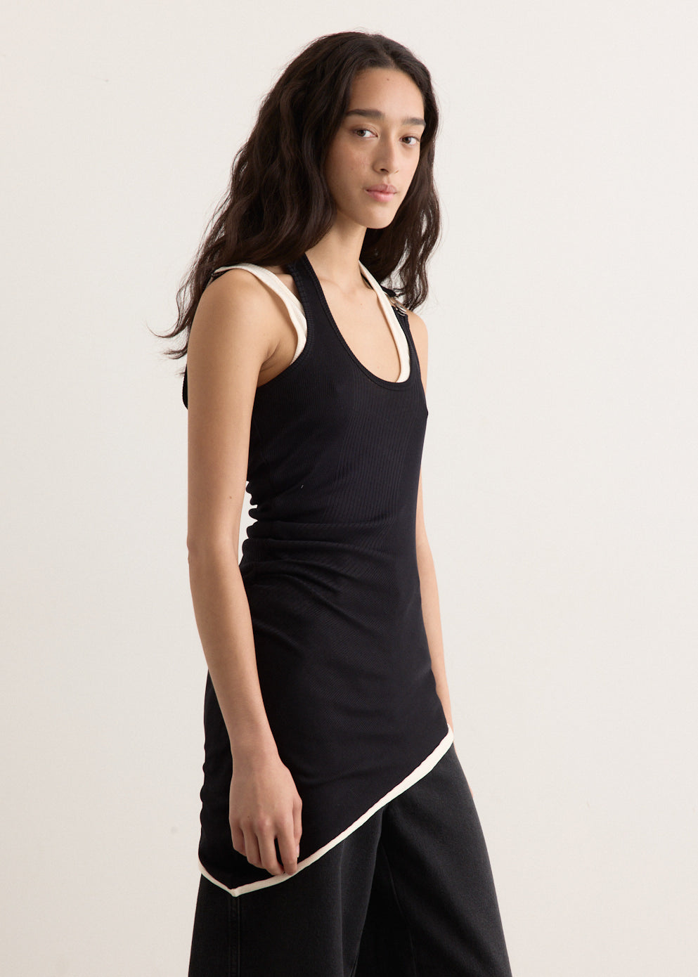 Ribbed Twisted Double Layer Tank Top