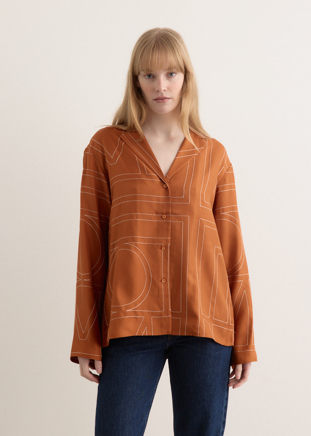 Monogram Silk Pj Top