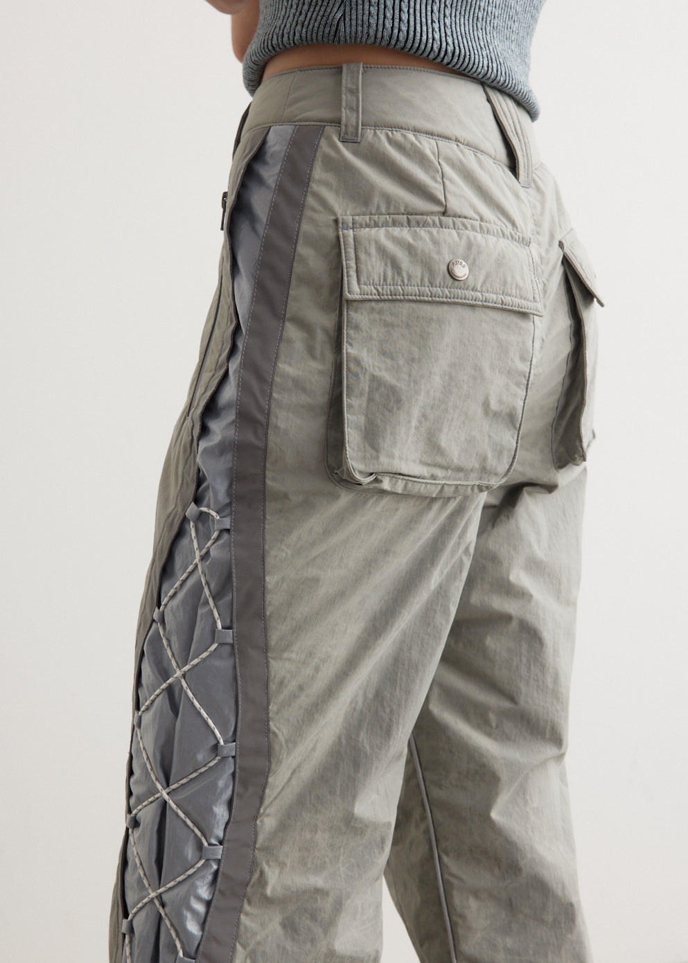 Andersson Bell★CRACK PADDED LACE-UP WIDE PANTS★早期完売 Andersson Bell Crack lace-up Wide Pants | Grey | FARFETCH IN