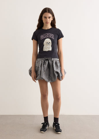 Crinkled Taffeta Check Mini Bubble Skirt