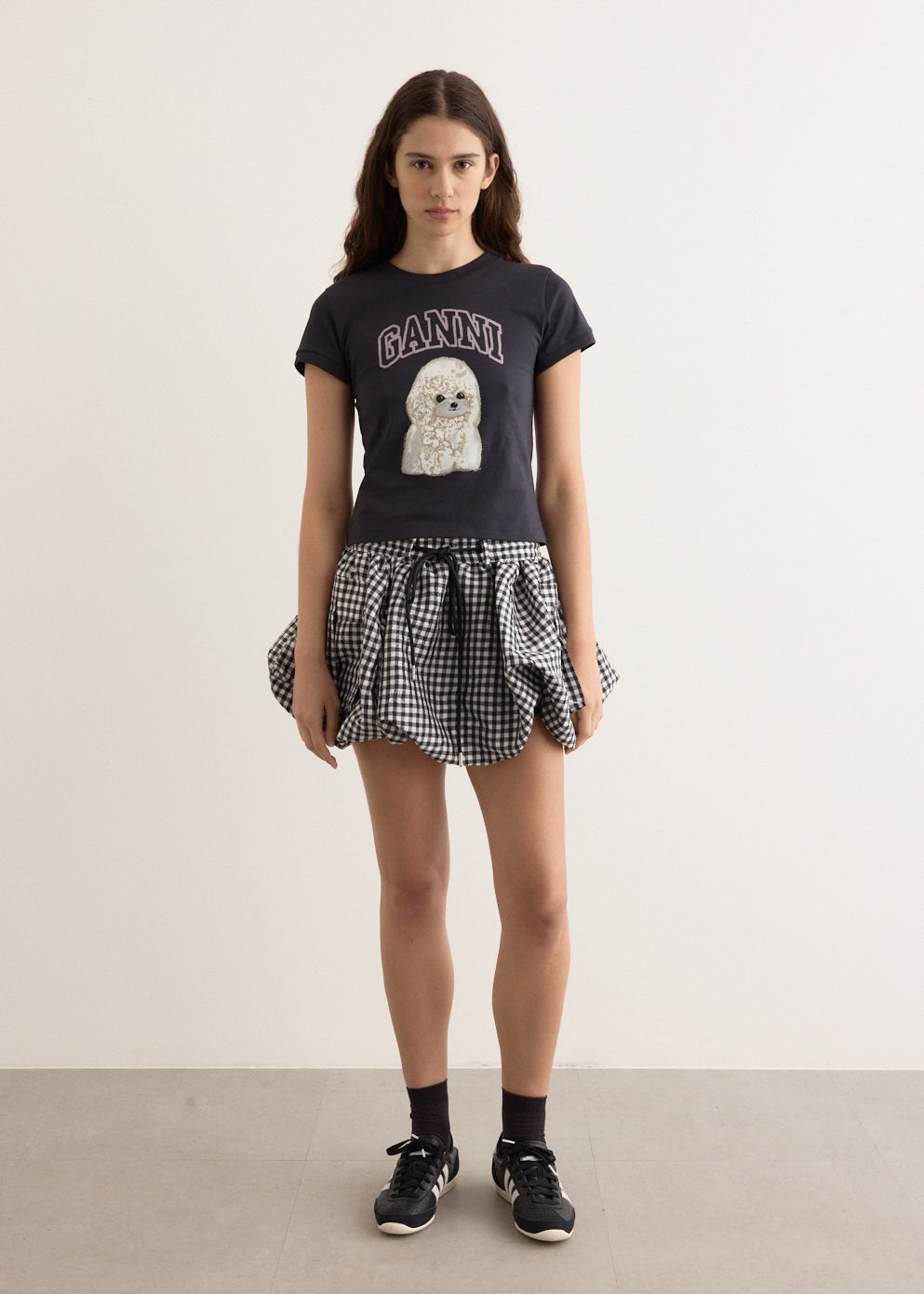 Crinkled Taffeta Check Mini Bubble Skirt