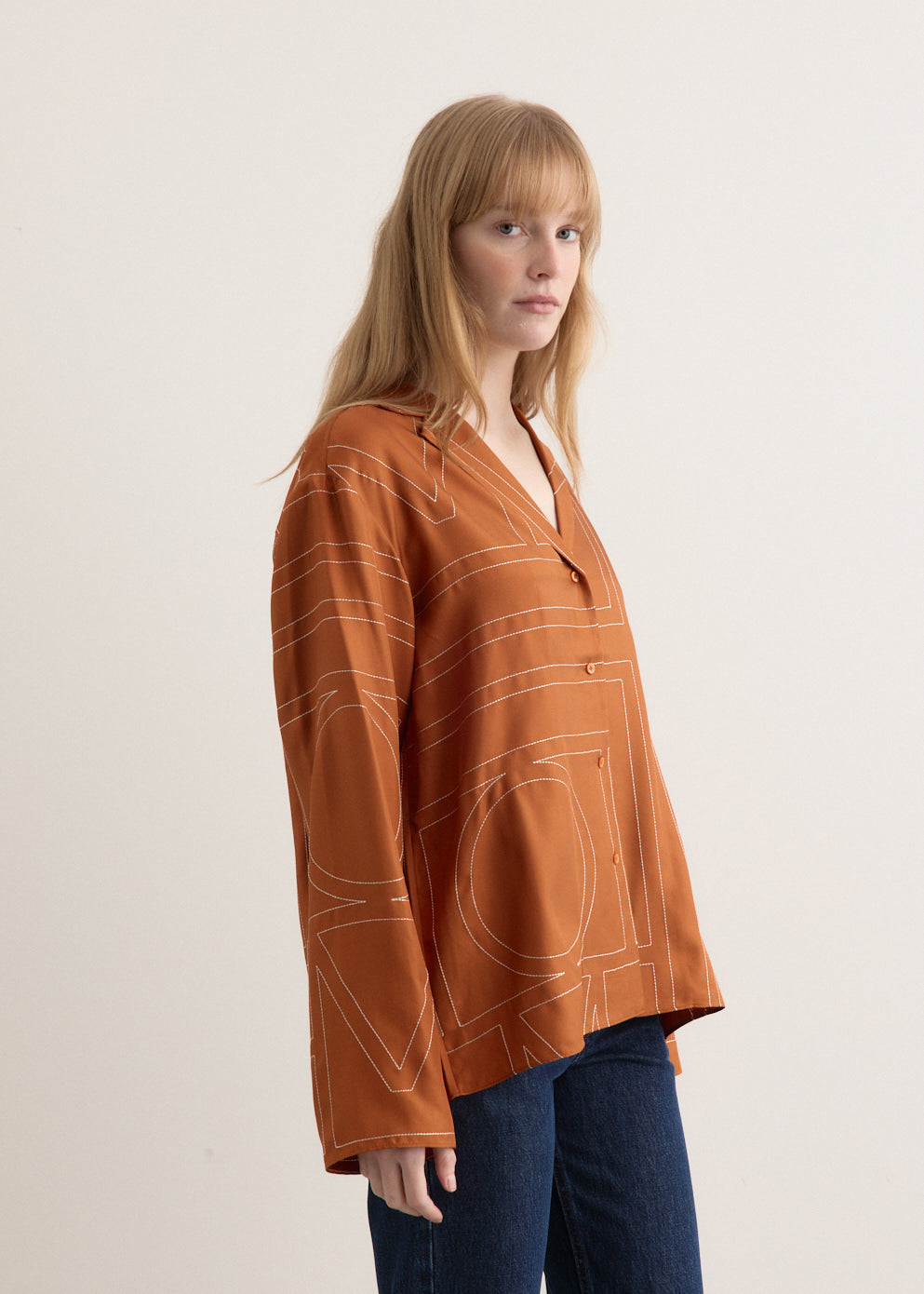 Monogram Silk Pj Top