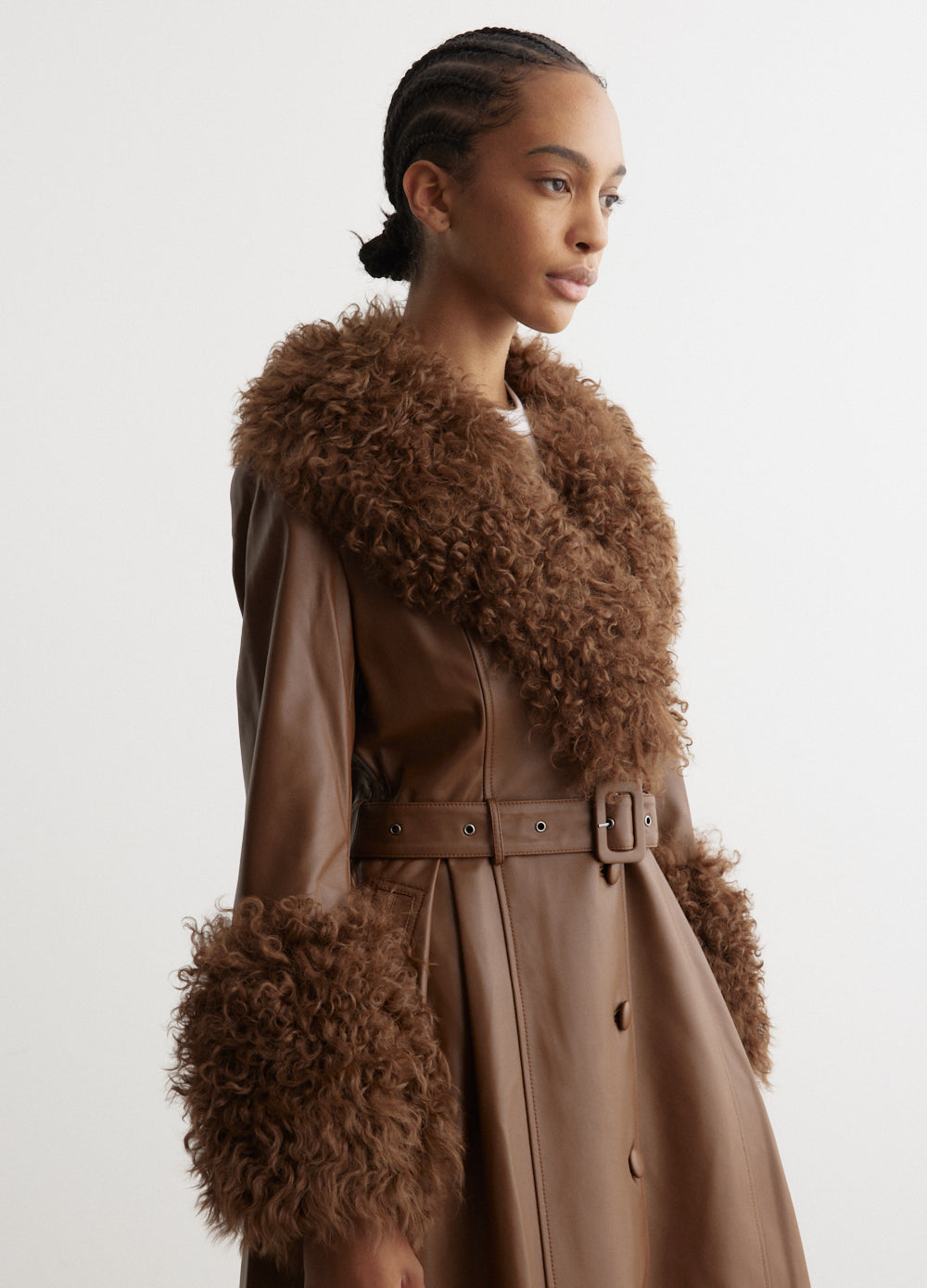 BOSS Curmina Faux Shearling Coat in Natural