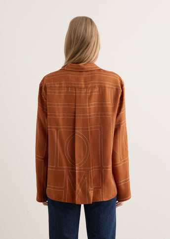 Monogram Silk Pj Top