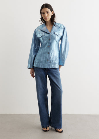 Foil Denim Fitted Blazer