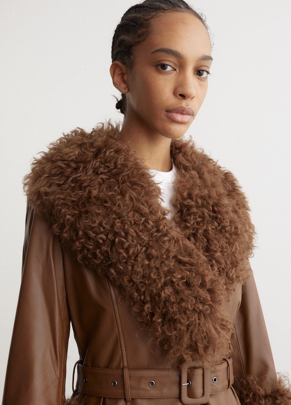 BOSS Curmina Faux Shearling Coat in Natural