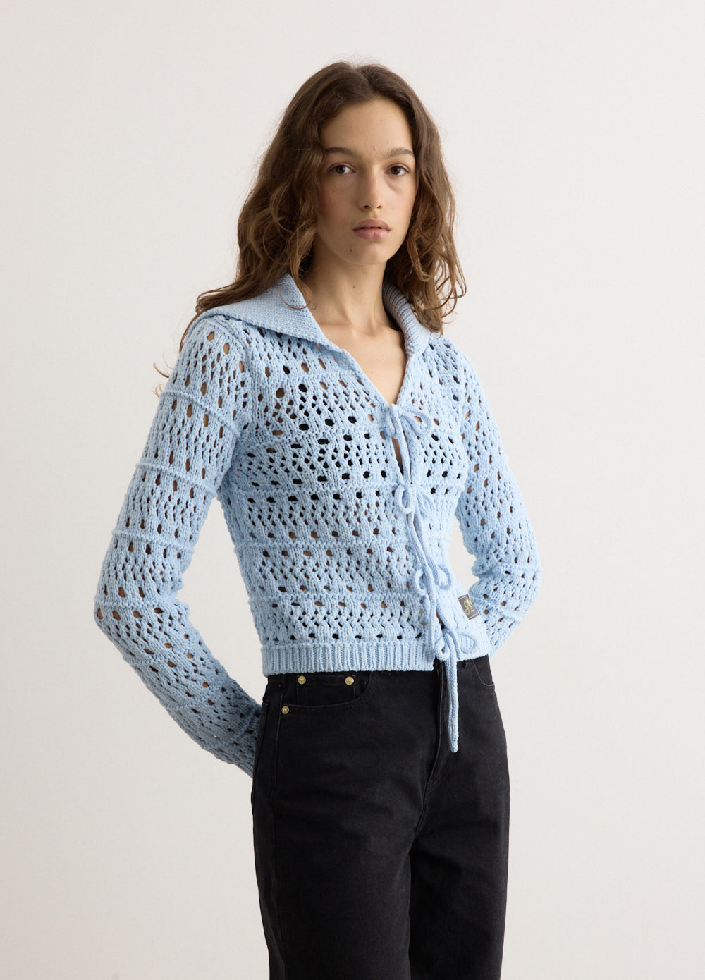 Cotton Mix Tie String Cardigan