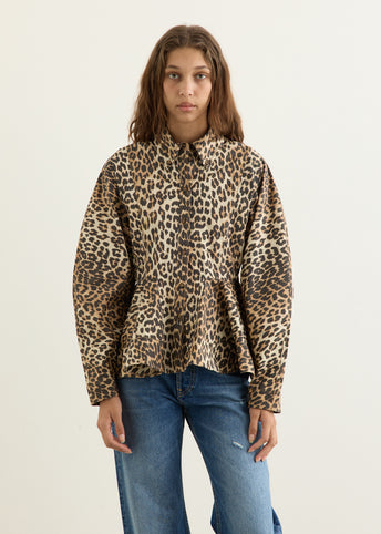Textured Organza Peplum Shirt