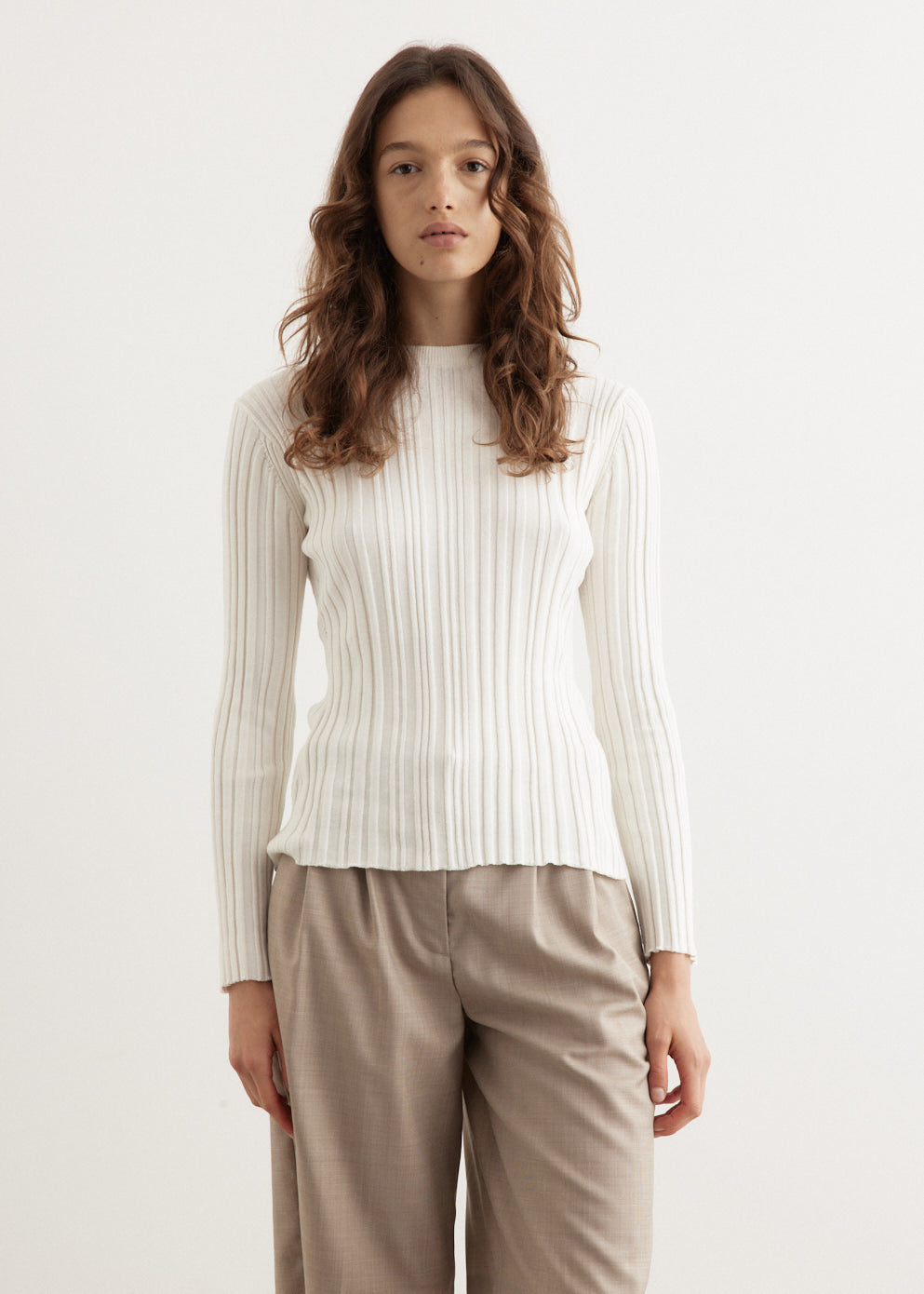 Loulou Studio - Elsa Rib Long Sleeve Top - Tank,Specials : American Fashion Style Bags On Sale Loulou Studio - Elsa Rib Long Sleeve Top - Tank,Specials : American Fashion Style Bags On Sale