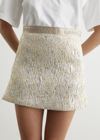 Metallic Cloque Elasticated Mini Skirt