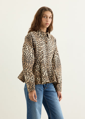 Textured Organza Peplum Shirt