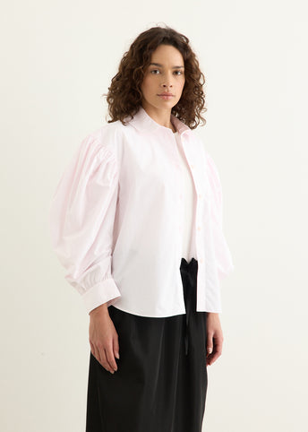 Boxy Draped Sleeve Round Collar Shirt