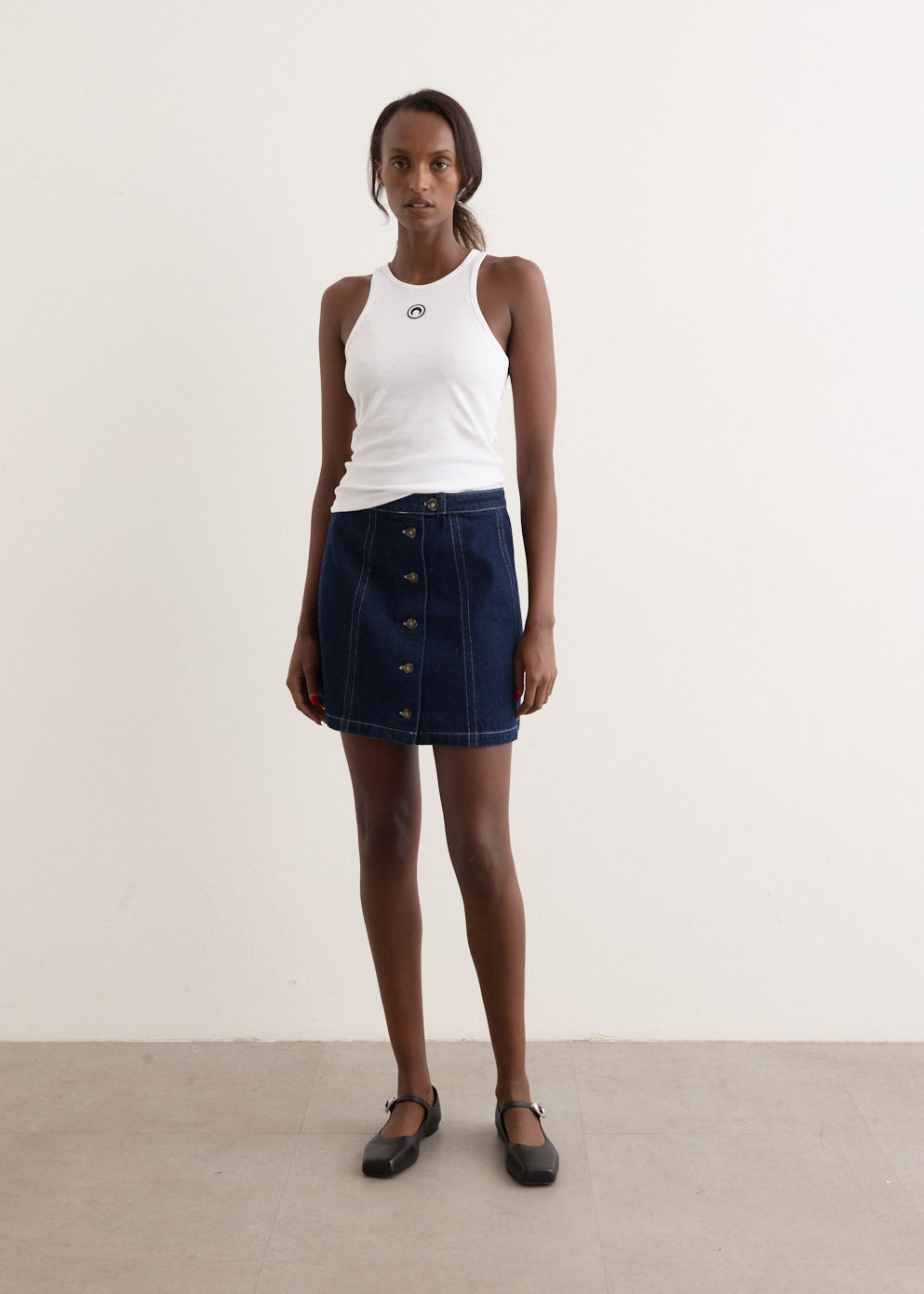 Moon Logo Ribbed Jersey Tank Top