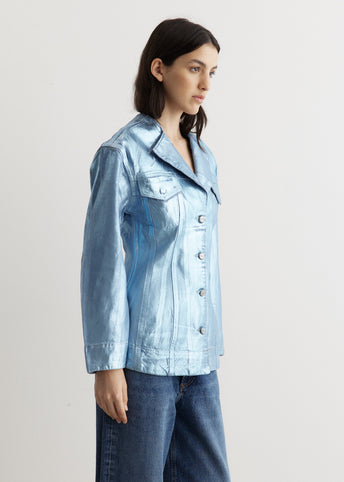Foil Denim Fitted Blazer