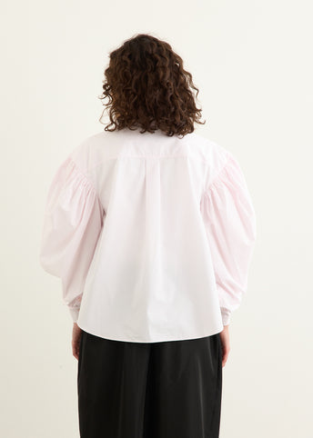 Boxy Draped Sleeve Round Collar Shirt