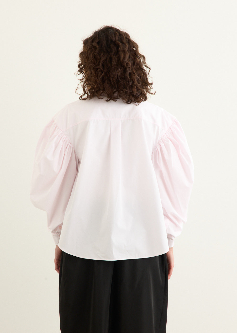 Boxy Draped Sleeve Round Collar Shirt