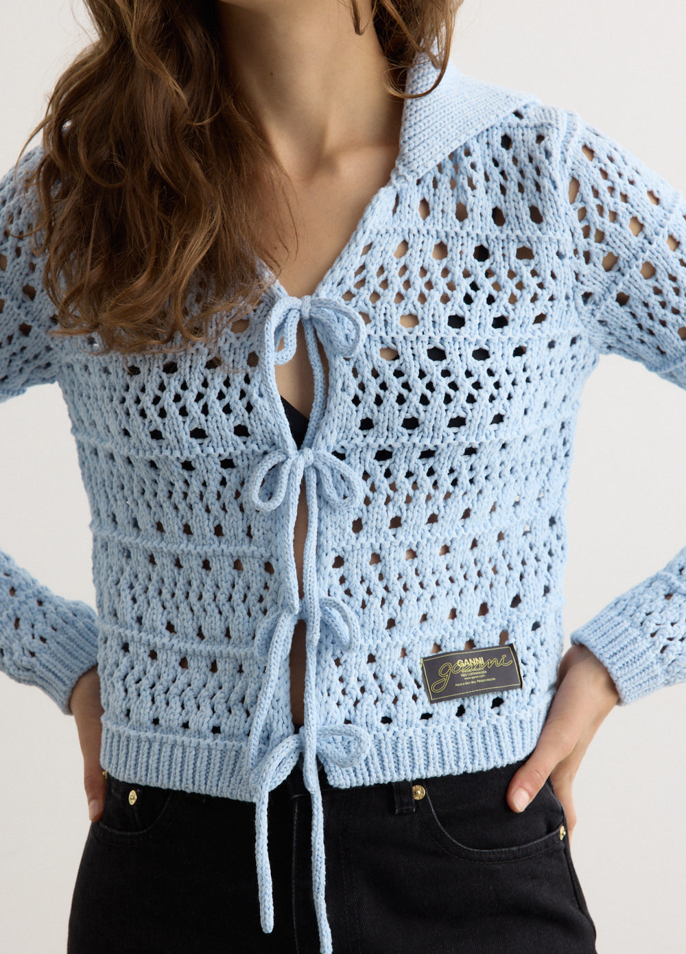 Cotton Mix Tie String Cardigan