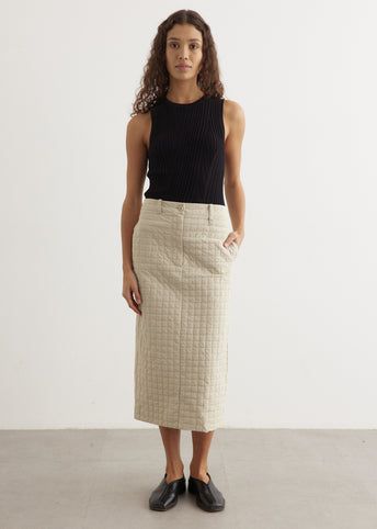 Grid Wrinkle H-Line Skirt