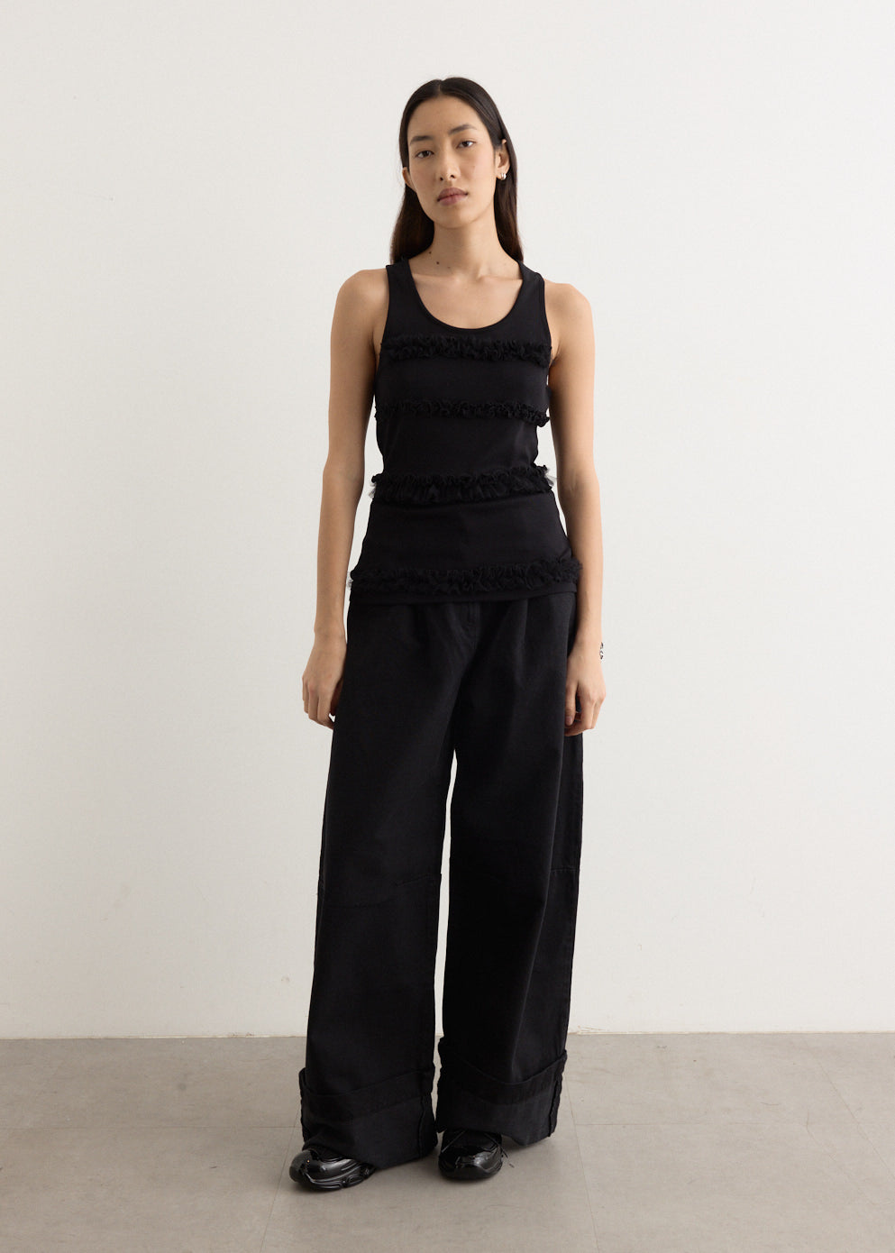 Fitted Ruffle Frill Tank Top