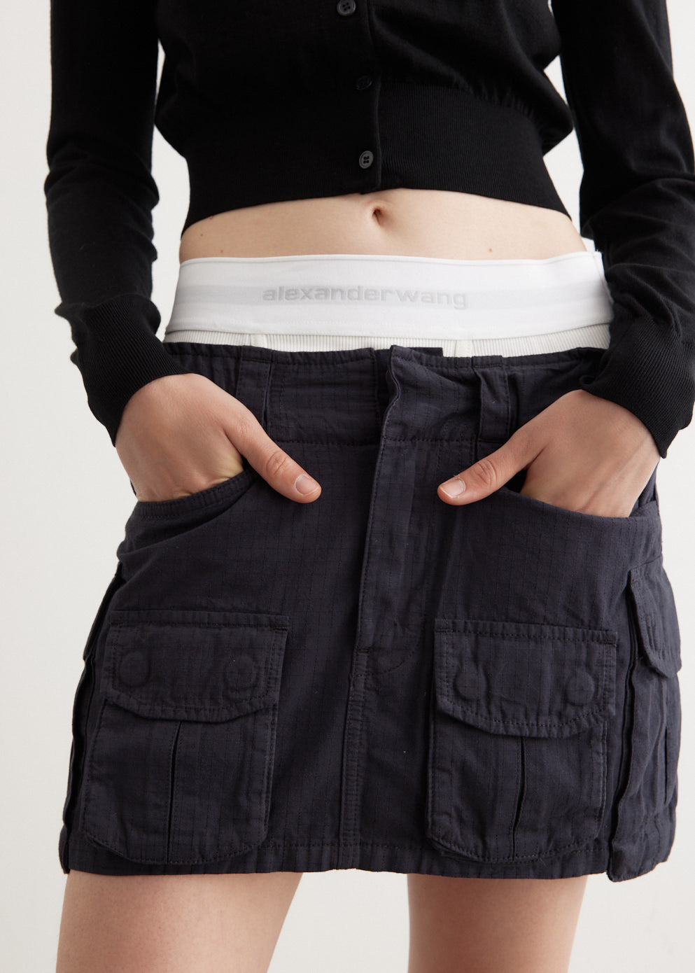 ★Porta★ PADDED VELCRO CARGO WRAP SKIRT BLACK 24WT16 Pre-Styled Cargo Skirt With Logo Elastic