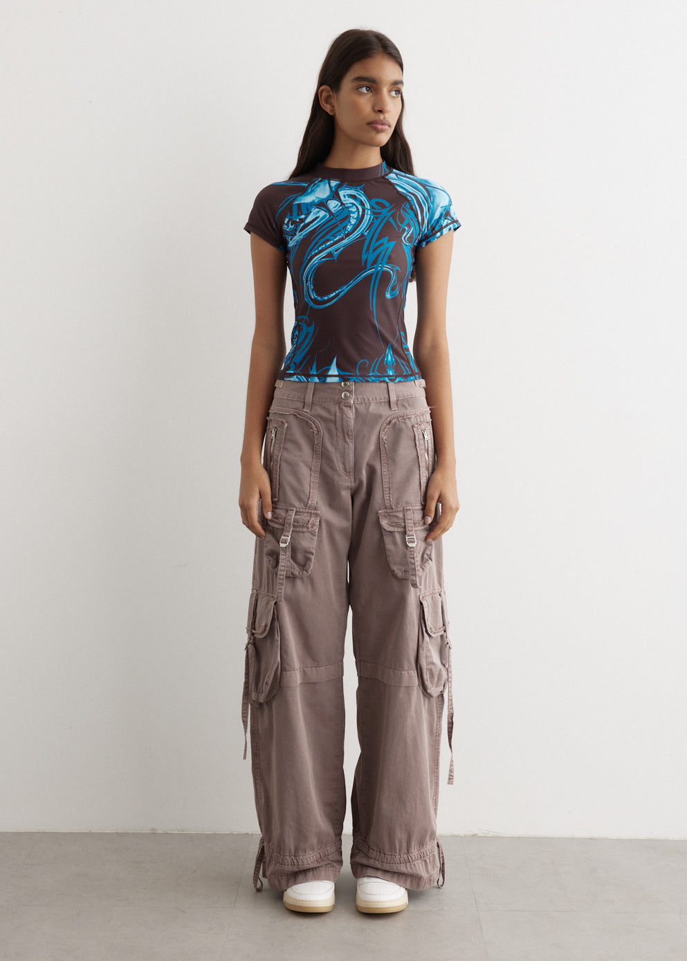 Pink Satin Cargo Pants Design by Moihno at Pernia's Pop Up Shop 2024