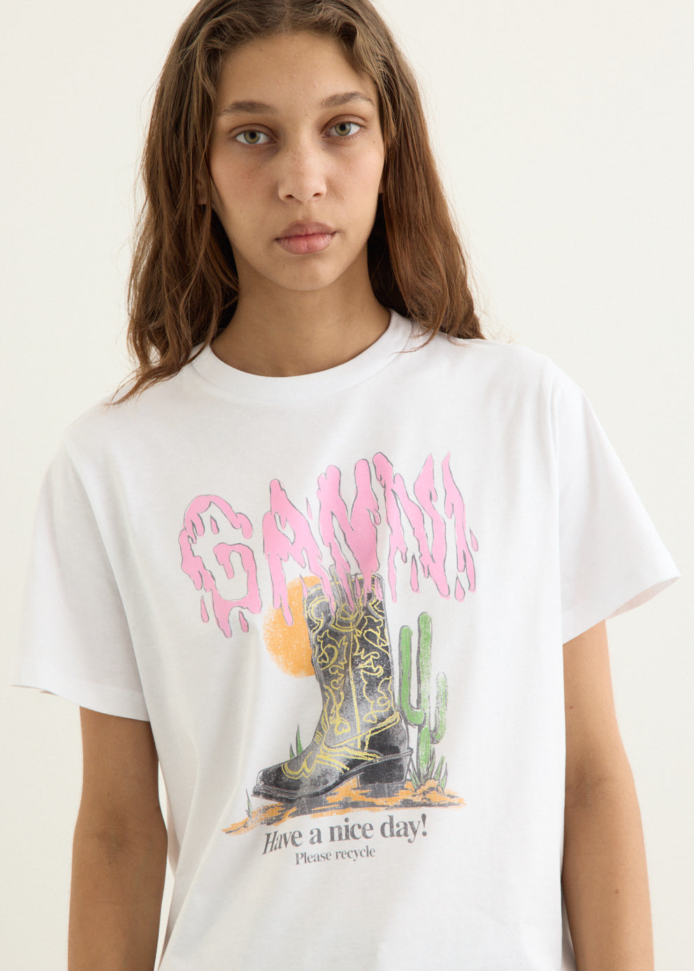 Basic Cotton Jersey Boots Print T-Shirt