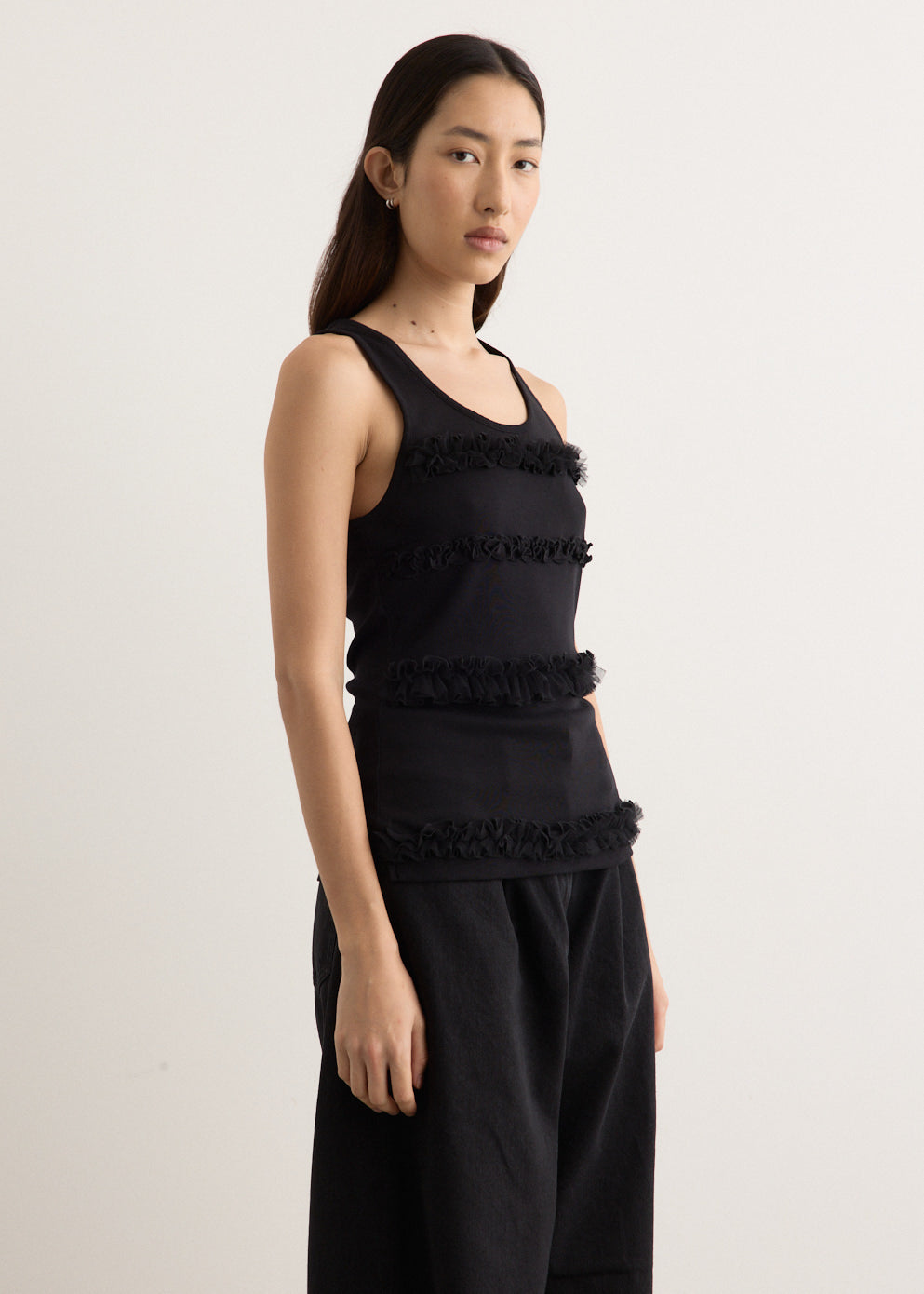 Fitted Ruffle Frill Tank Top