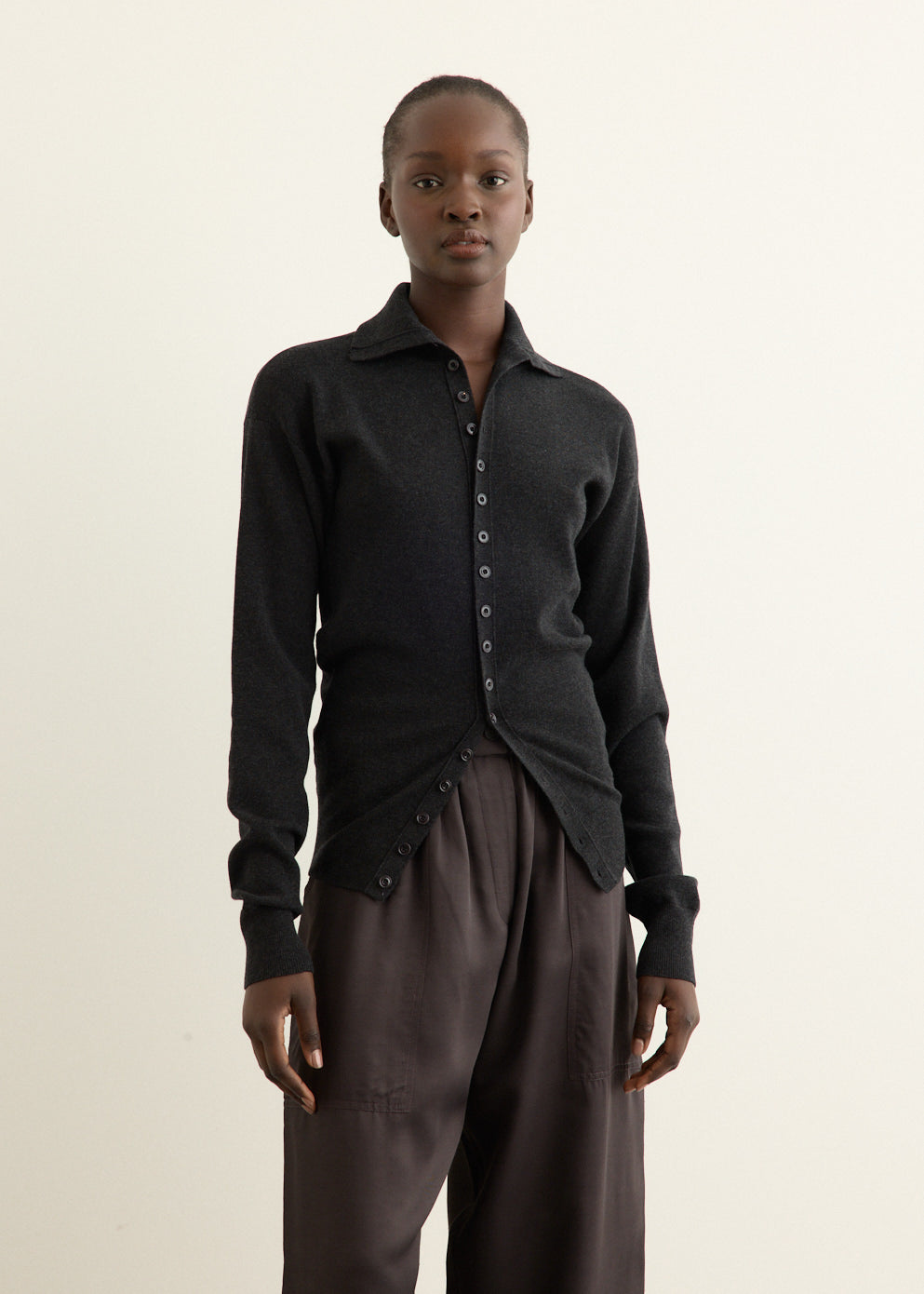 Buttoned Fitted Cardigan