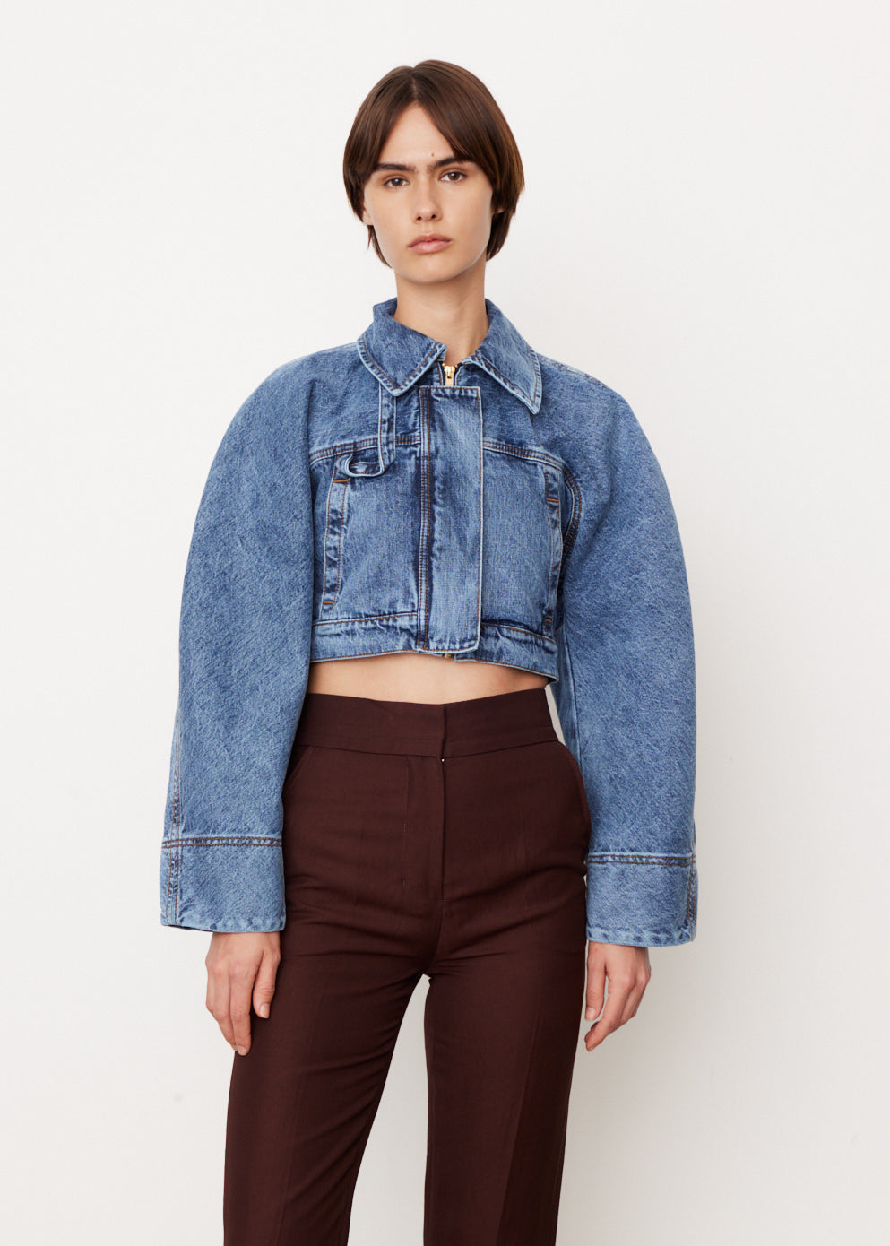 La Veste De-Nimes Cropped Jean Jacket