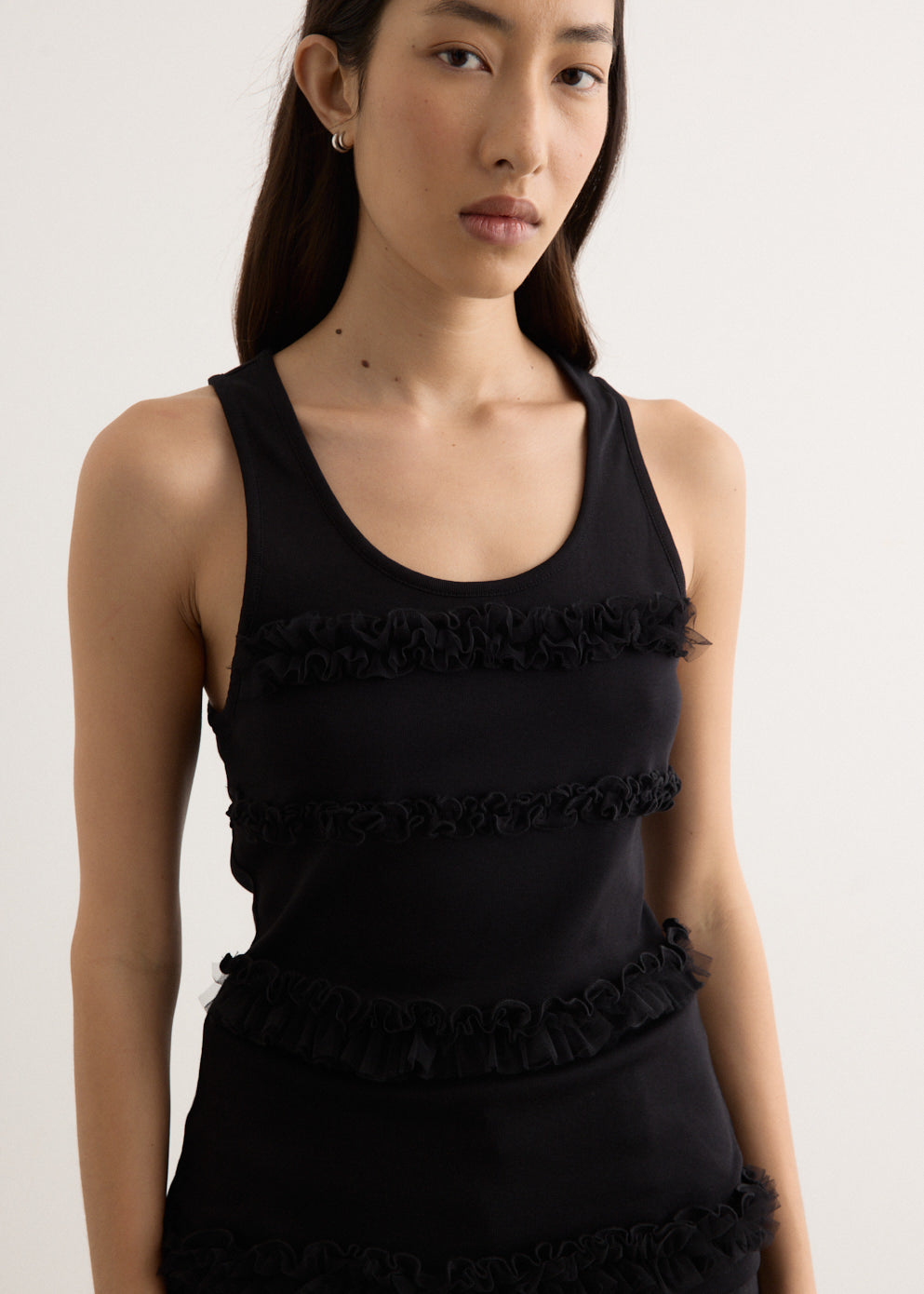 Fitted Ruffle Frill Tank Top