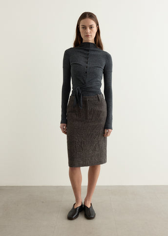 Crumpled Wool H-Line Skirt