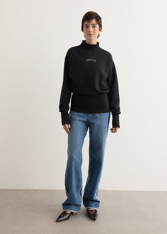Cotton Cropped Crew Neck Sweater