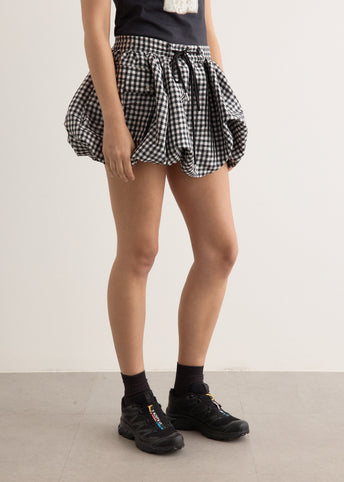 Crinkled Taffeta Check Mini Bubble Skirt