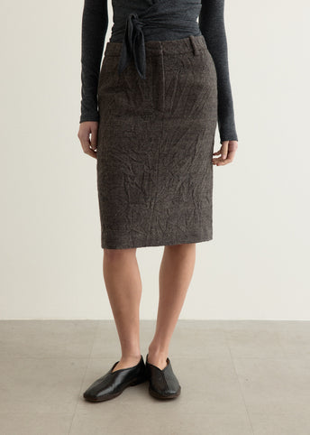 Crumpled Wool H-Line Skirt