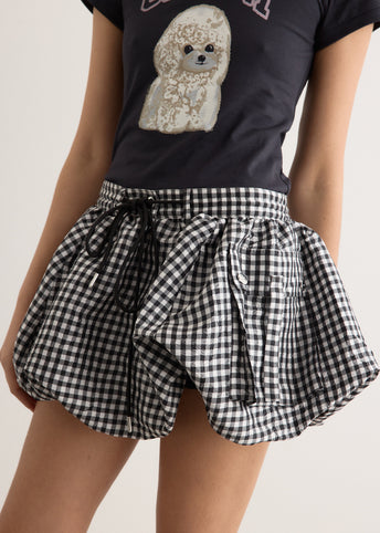 【HI FI FNK】(W) Grand Check Skirt Ganni Check Mini Bubble Skirt in Black | FWRD