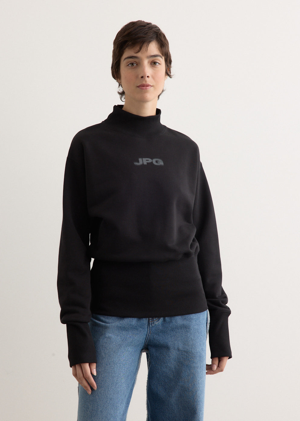 Cotton Cropped Crew Neck Sweater