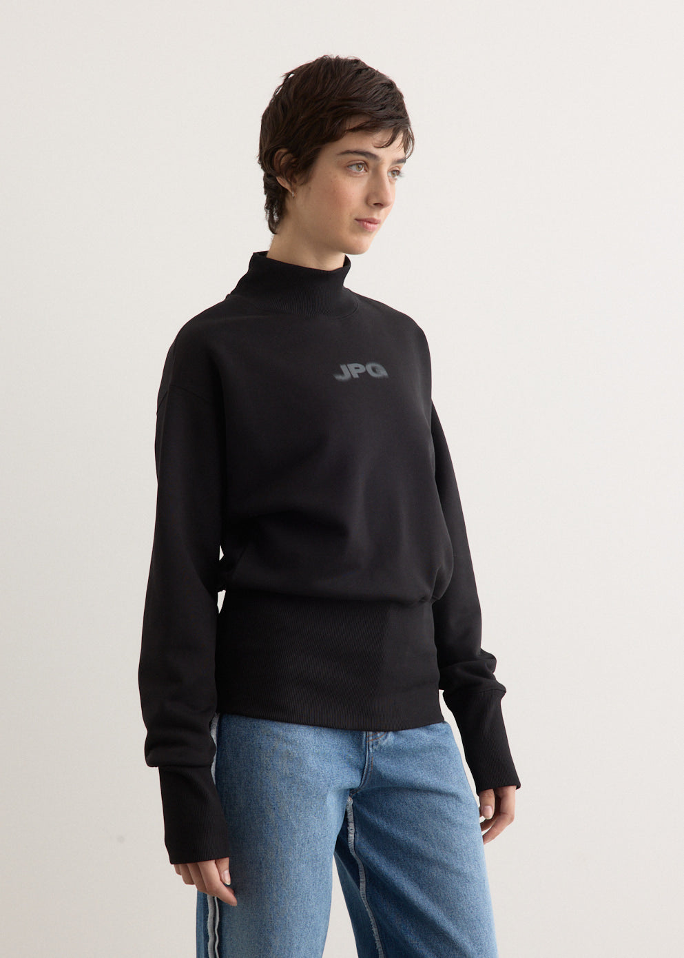 Cotton Cropped Crew Neck Sweater
