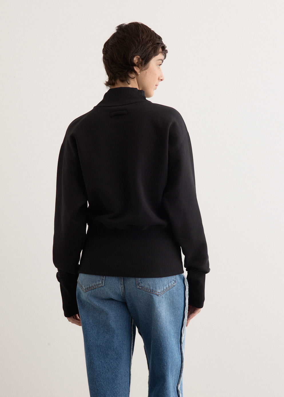 Cotton Cropped Crew Neck Sweater