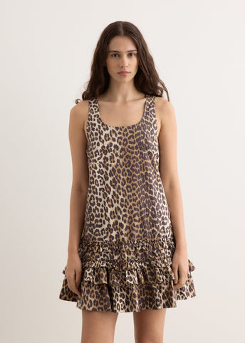 Printed Cotton Poplin U-Neck Mini Dress