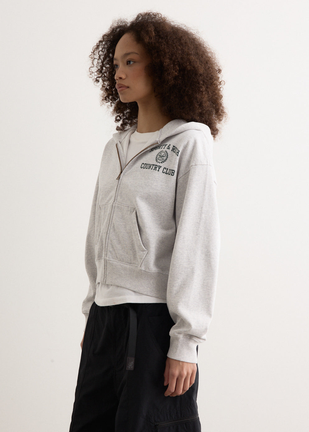 Varsity Crest Cropped Zip Hoodie