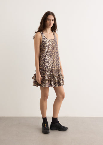 Printed Cotton Poplin U-Neck Mini Dress